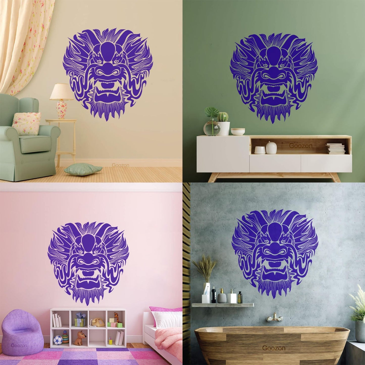 Wall Stickers Dragon Mask Myth Kids Asian Fantasy Self Adhesive