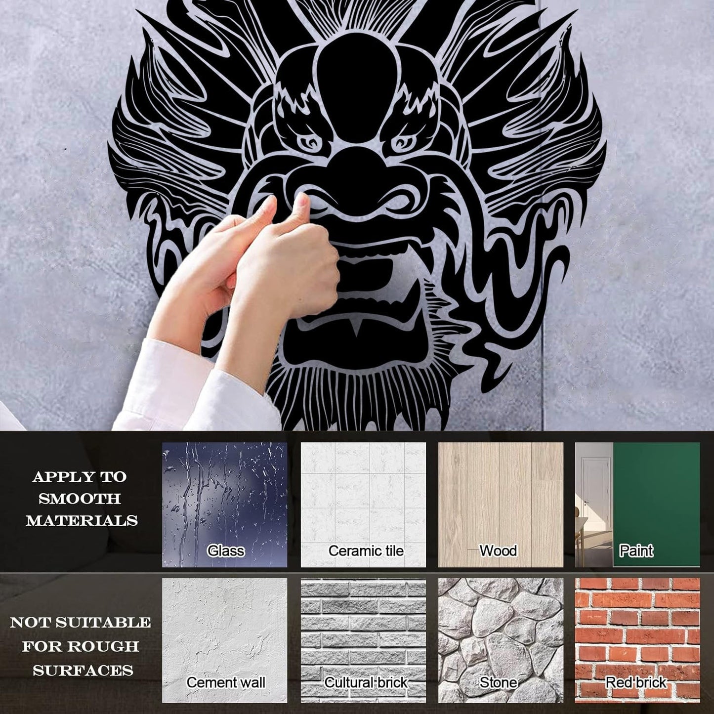 Wall Stickers Dragon Mask Myth Kids Asian Fantasy Self Adhesive