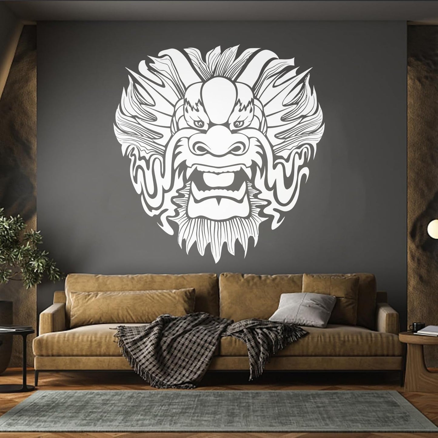 Wall Stickers Dragon Mask Myth Kids Asian Fantasy Self Adhesive