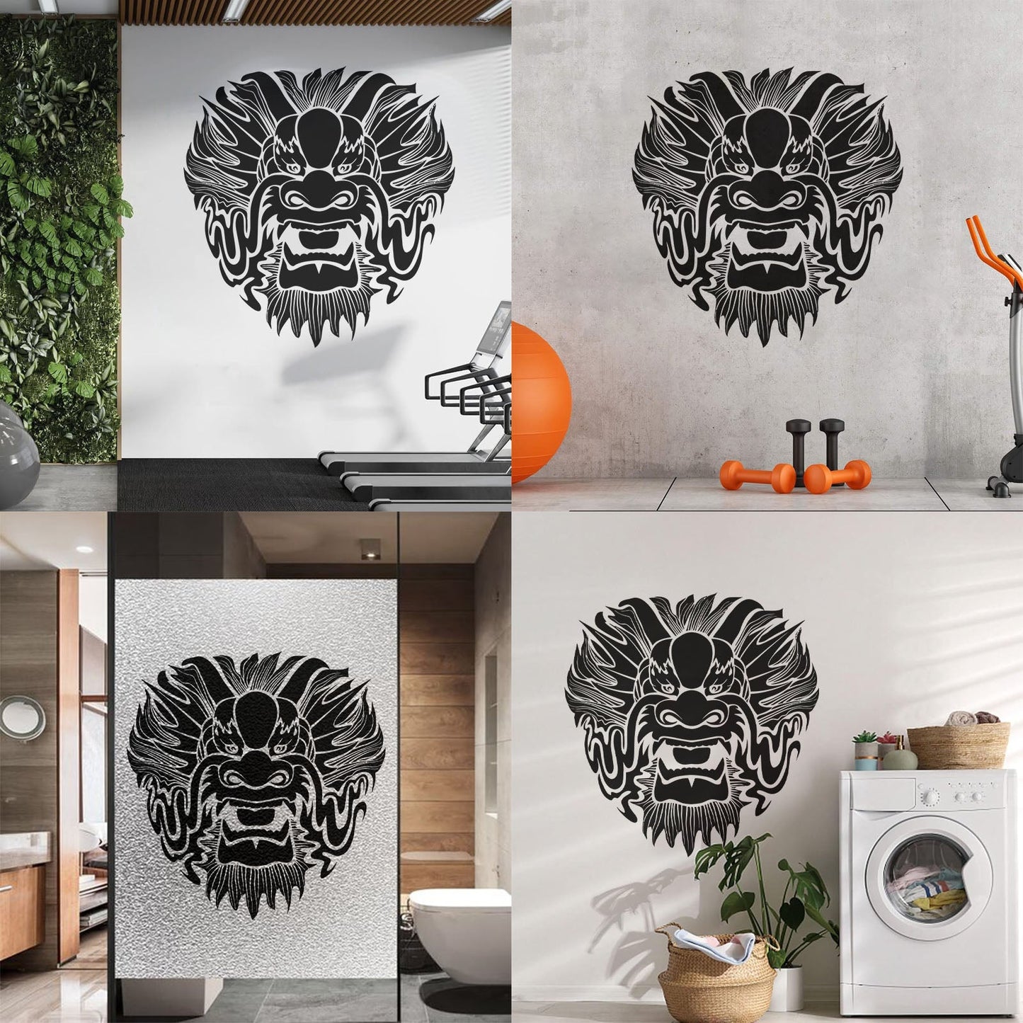 Wall Stickers Dragon Mask Myth Kids Asian Fantasy Self Adhesive