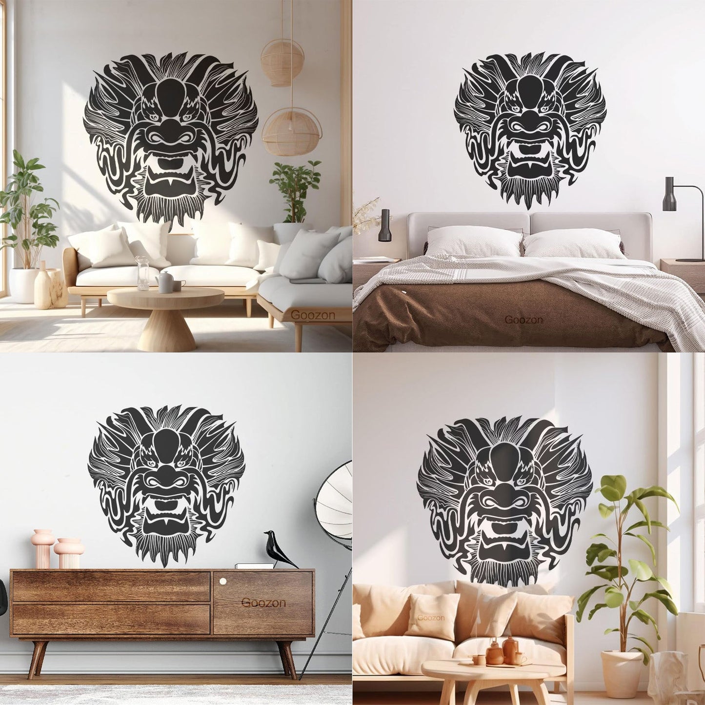Wall Stickers Dragon Mask Myth Kids Asian Fantasy Self Adhesive