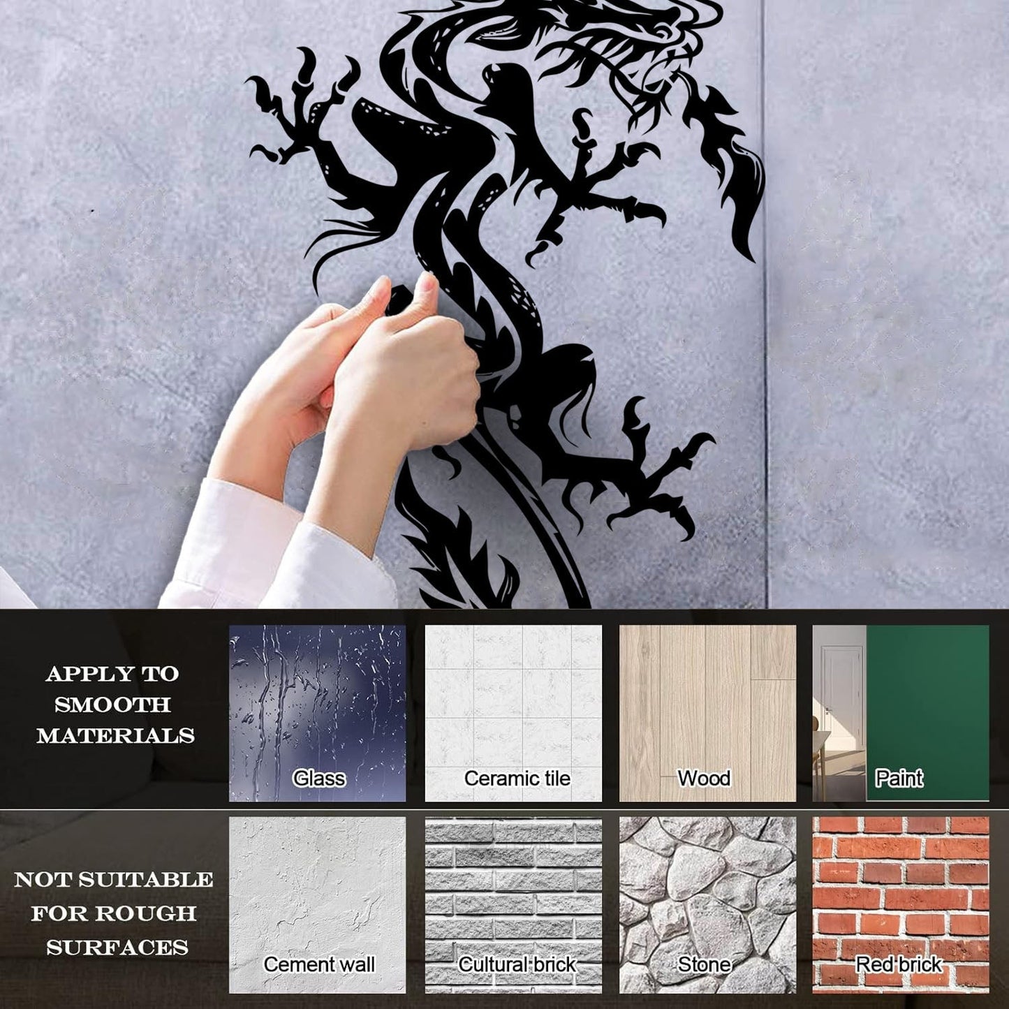 Fine Carving Decals Chinese Dragon Myth Fantasy Kids Do Not Damage The Wall Surface