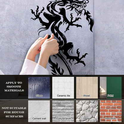 Fine Carving Decals Chinese Dragon Myth Fantasy Kids Do Not Damage The Wall Surface