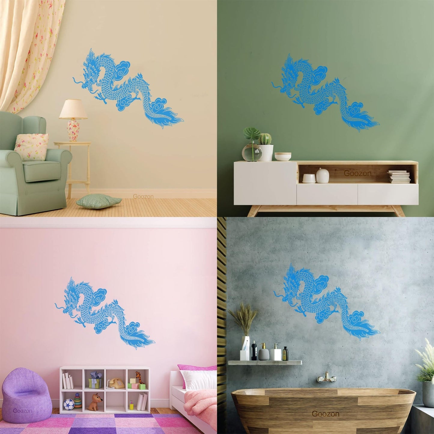 Lettering Decals Sale Chinese Flying Dragon Fantasy Asian Style Easy Installation