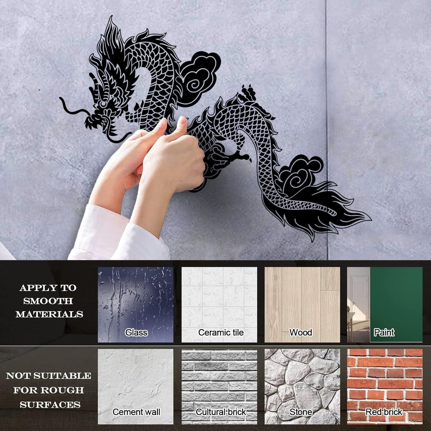 Lettering Decals Sale Chinese Flying Dragon Fantasy Asian Style Easy Installation