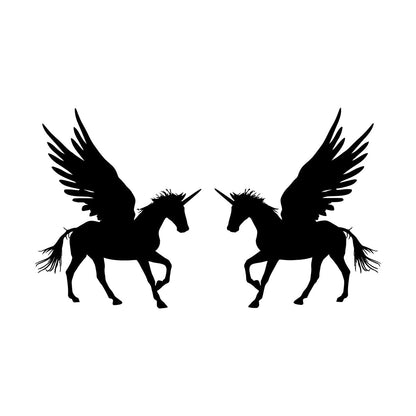 Lettering Stickers Couple Unicorns Pegasus Fantasy Animals Multiple Size Options