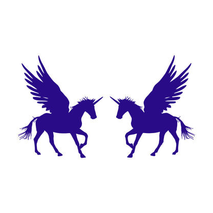 Lettering Stickers Couple Unicorns Pegasus Fantasy Animals Multiple Size Options