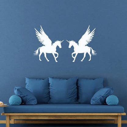 Lettering Stickers Couple Unicorns Pegasus Fantasy Animals Multiple Size Options