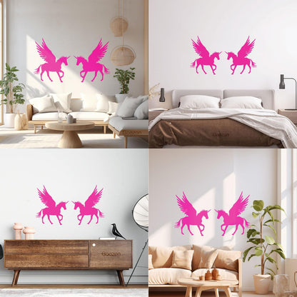 Lettering Stickers Couple Unicorns Pegasus Fantasy Animals Multiple Size Options