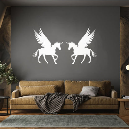 Lettering Stickers Couple Unicorns Pegasus Fantasy Animals Multiple Size Options