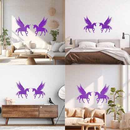 Lettering Stickers Couple Unicorns Pegasus Fantasy Animals Multiple Size Options