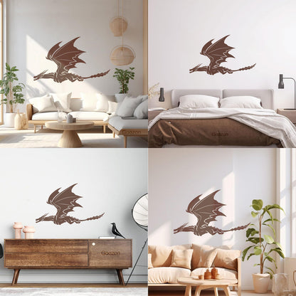 Vinyl Art Sticker Dragon Flying Fantasy Monsters Removable Without Leaving Glue