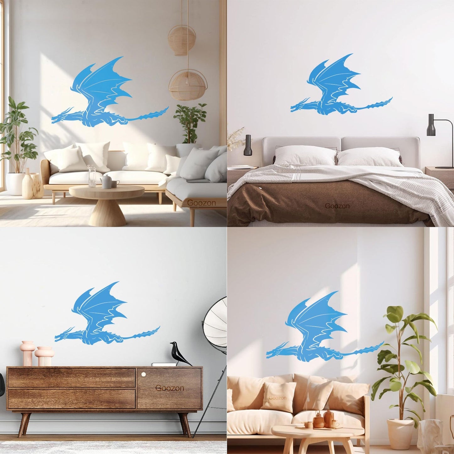 Vinyl Art Sticker Dragon Flying Fantasy Monsters Removable Without Leaving Glue