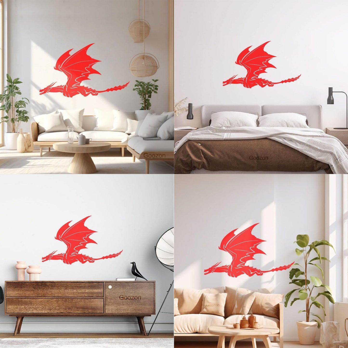 Vinyl Art Sticker Dragon Flying Fantasy Monsters Removable Without Leaving Glue