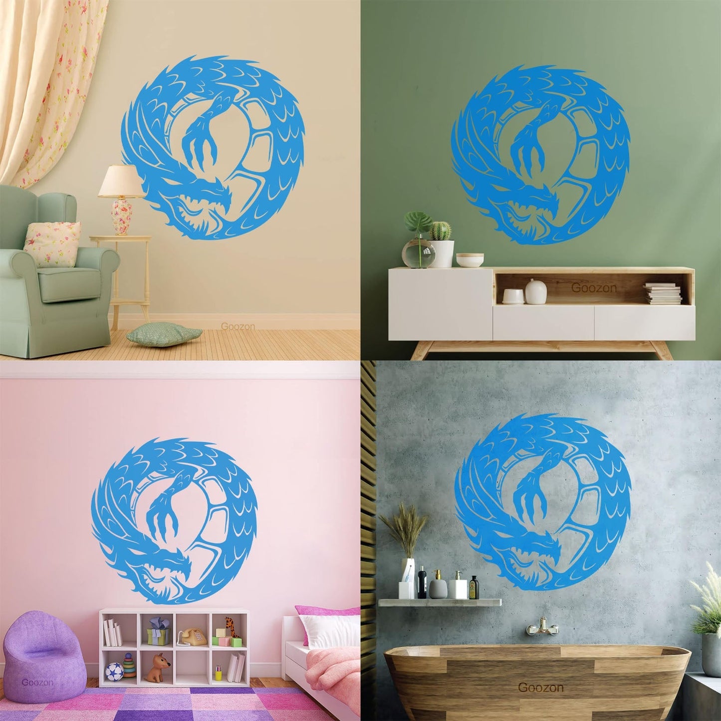 Wall Decals Pvc Dragon Infinity Fantasy Mythical Creature Kids Multi Color Selection