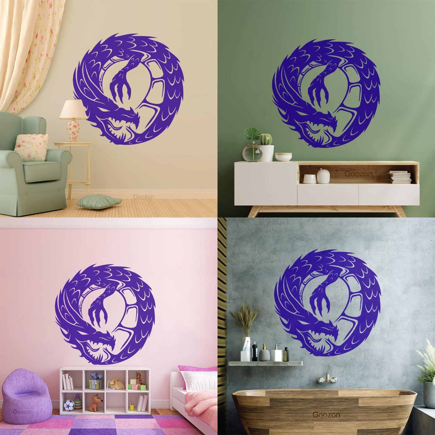 Wall Decals Pvc Dragon Infinity Fantasy Mythical Creature Kids Multi Color Selection