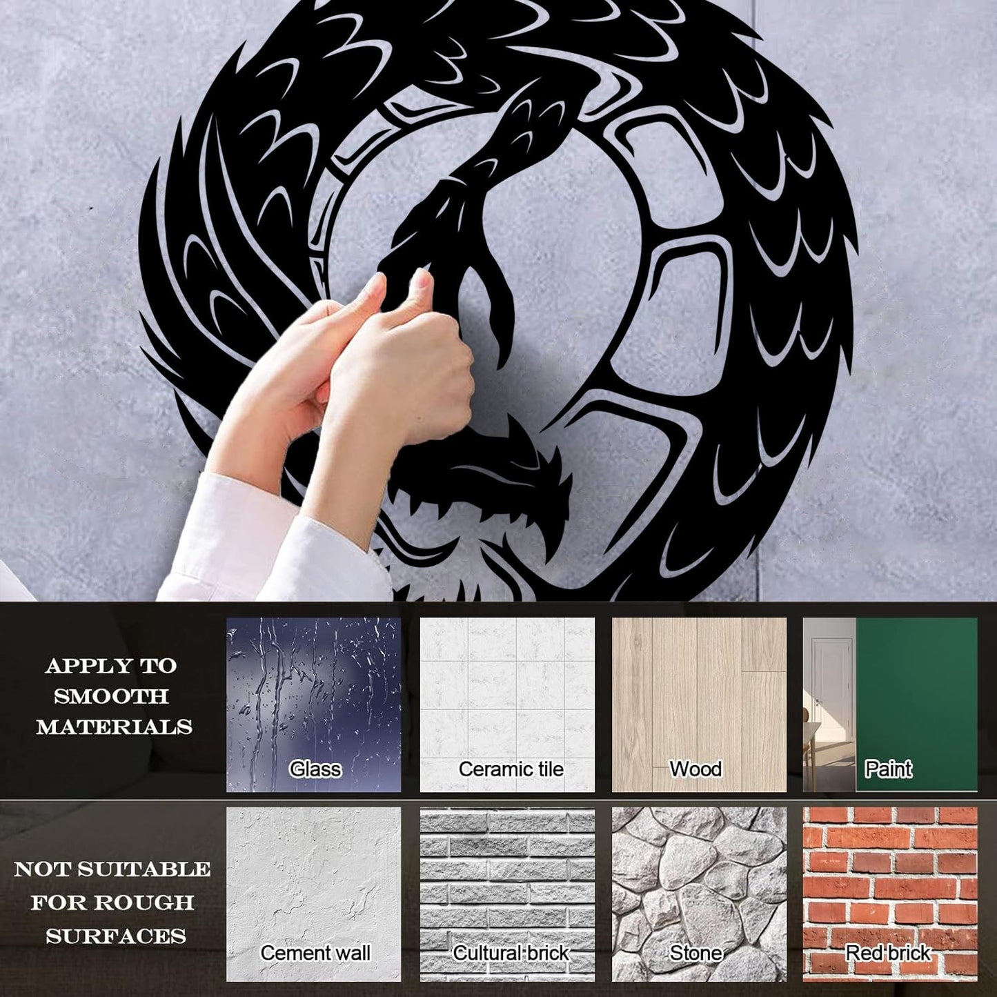 Wall Decals Pvc Dragon Infinity Fantasy Mythical Creature Kids Multi Color Selection