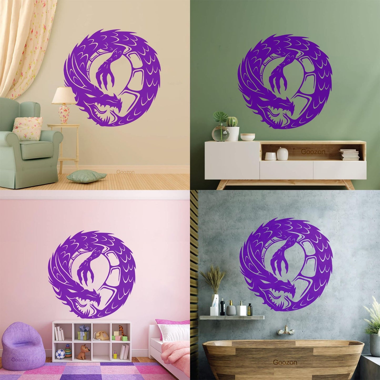Wall Decals Pvc Dragon Infinity Fantasy Mythical Creature Kids Multi Color Selection