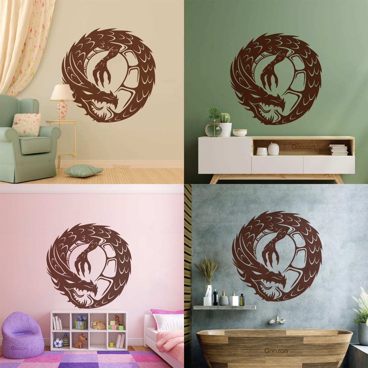 Wall Decals Pvc Dragon Infinity Fantasy Mythical Creature Kids Multi Color Selection