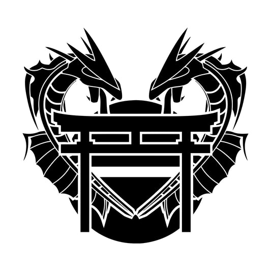 Dragon Japanese Gate Oriental Fantasy Myth Asian Lettering Stickers Equipped With Transfer Film Kit