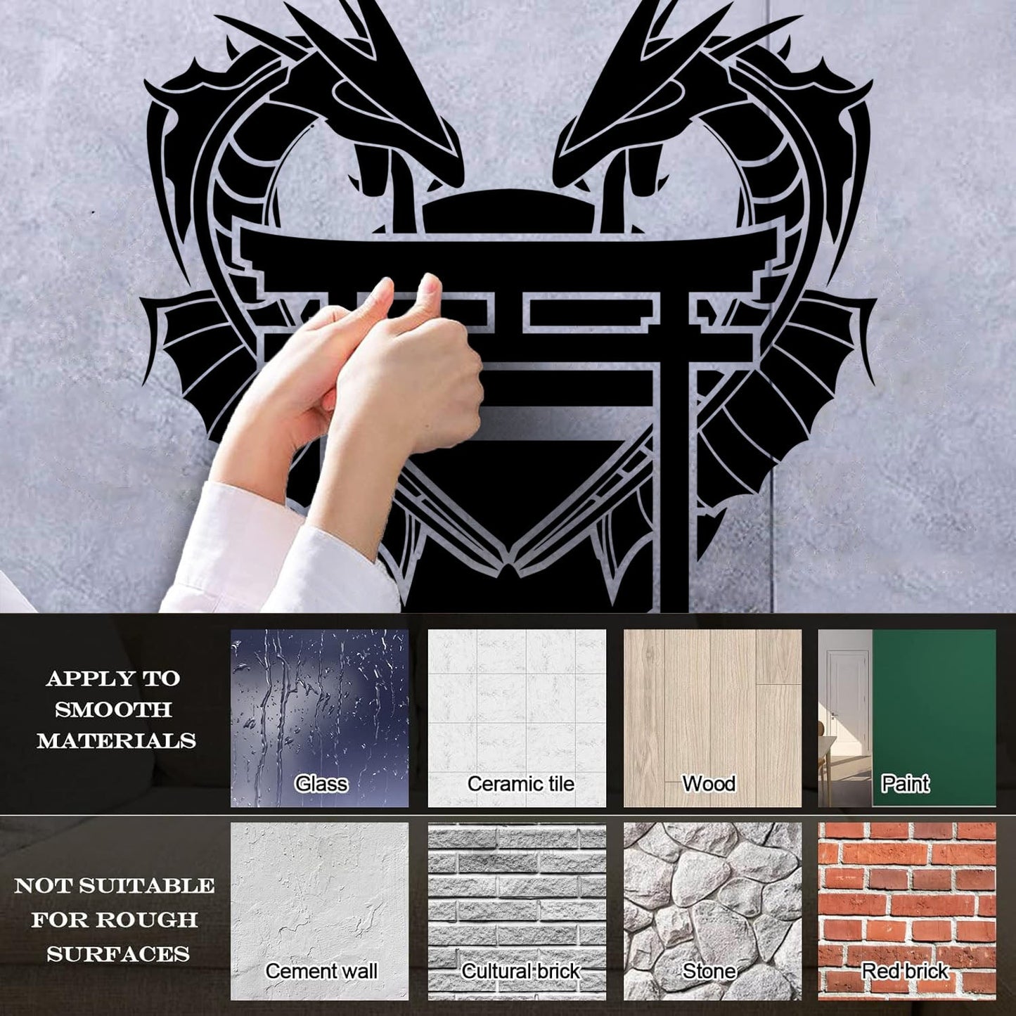 Dragon Japanese Gate Oriental Fantasy Myth Asian Lettering Stickers Equipped With Transfer Film Kit