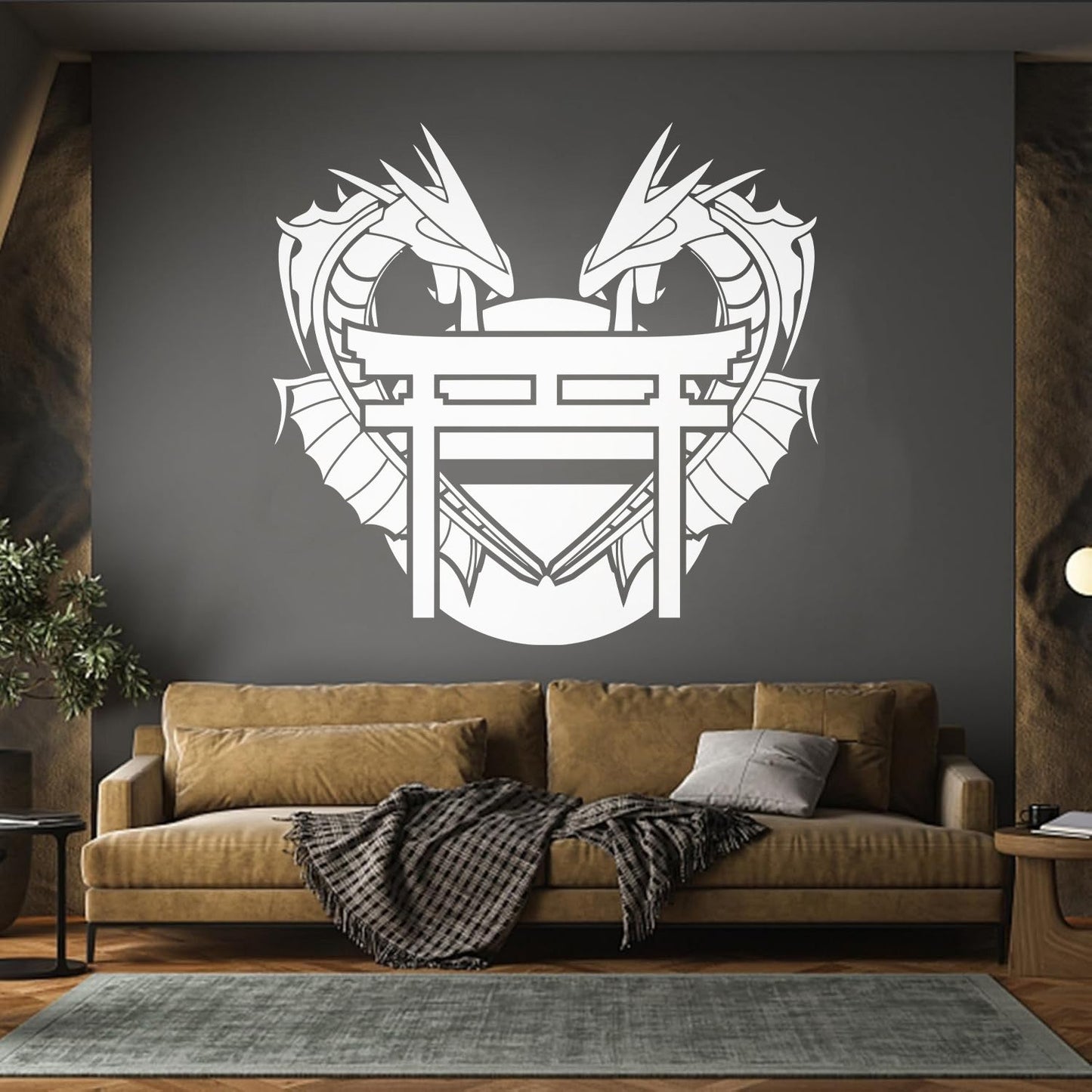 Dragon Japanese Gate Oriental Fantasy Myth Asian Lettering Stickers Equipped With Transfer Film Kit