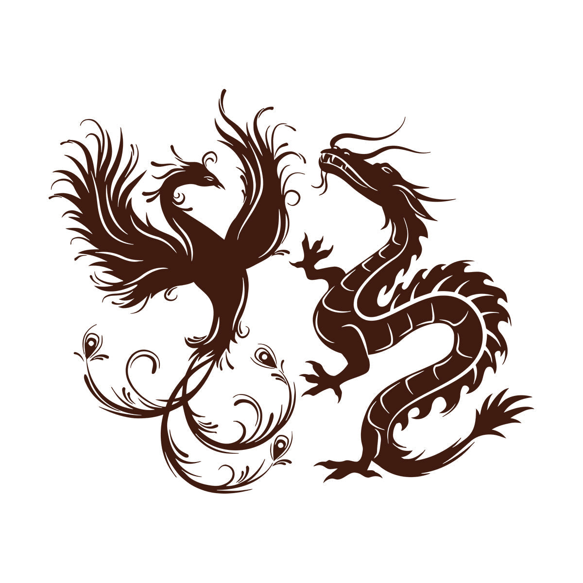 Wall Decals Dragon Phoenix Bird Fantasy Asian Style Multiple Size Options