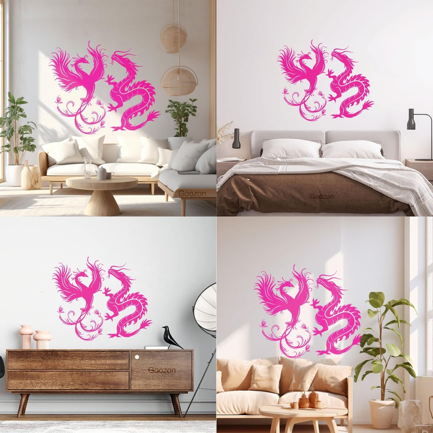 Wall Decals Dragon Phoenix Bird Fantasy Asian Style Multiple Size Options