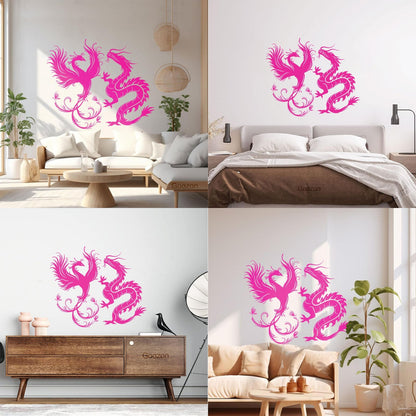 Wall Decals Dragon Phoenix Bird Fantasy Asian Style Multiple Size Options