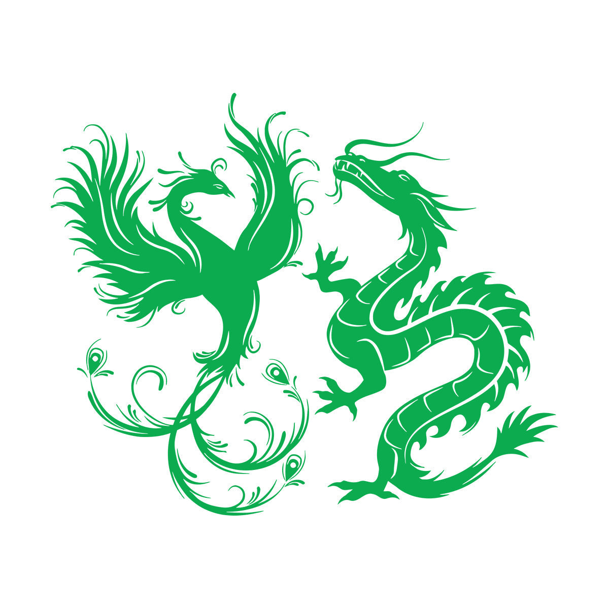 Wall Decals Dragon Phoenix Bird Fantasy Asian Style Multiple Size Options