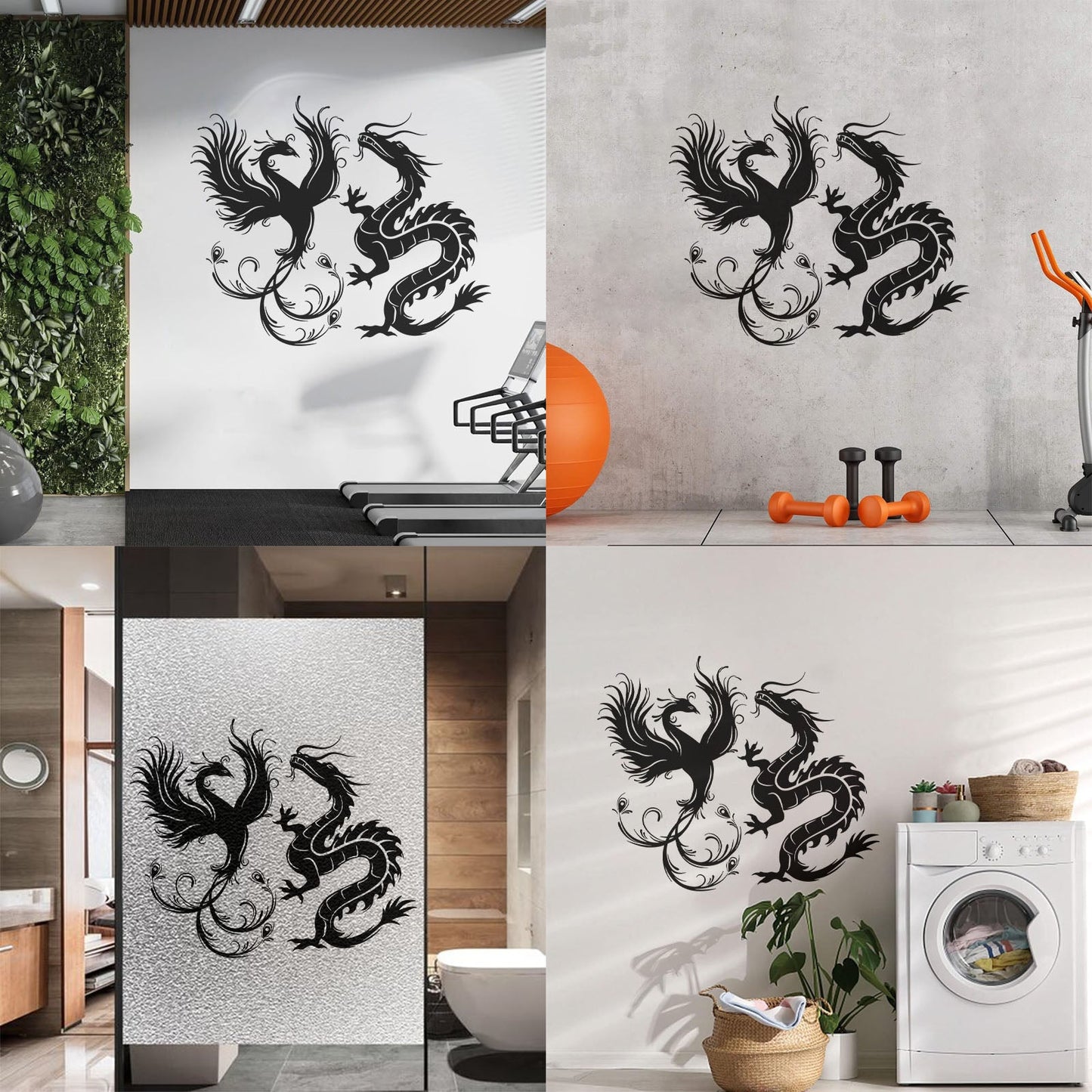 Wall Decals Dragon Phoenix Bird Fantasy Asian Style Multiple Size Options