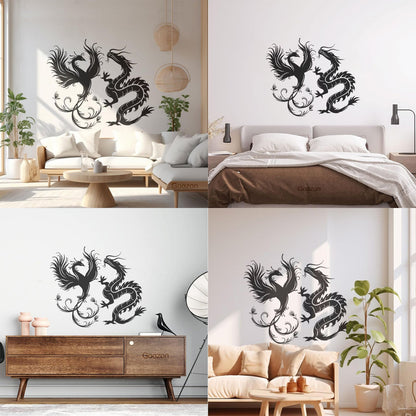 Wall Decals Dragon Phoenix Bird Fantasy Asian Style Multiple Size Options