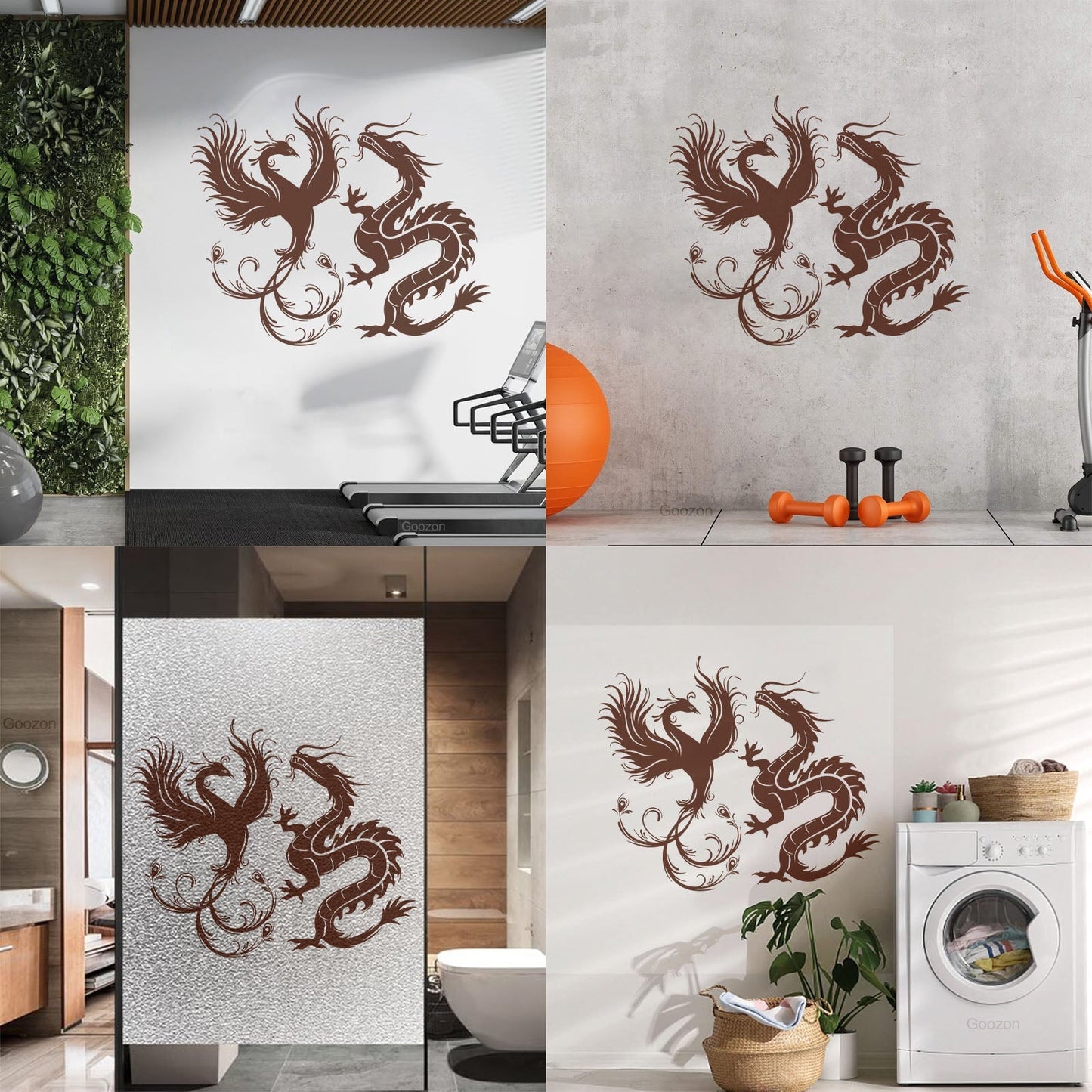 Wall Decals Dragon Phoenix Bird Fantasy Asian Style Multiple Size Options