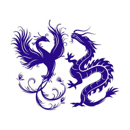 Wall Decals Dragon Phoenix Bird Fantasy Asian Style Multiple Size Options