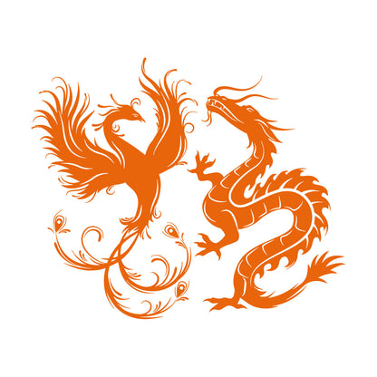 Wall Decals Dragon Phoenix Bird Fantasy Asian Style Multiple Size Options