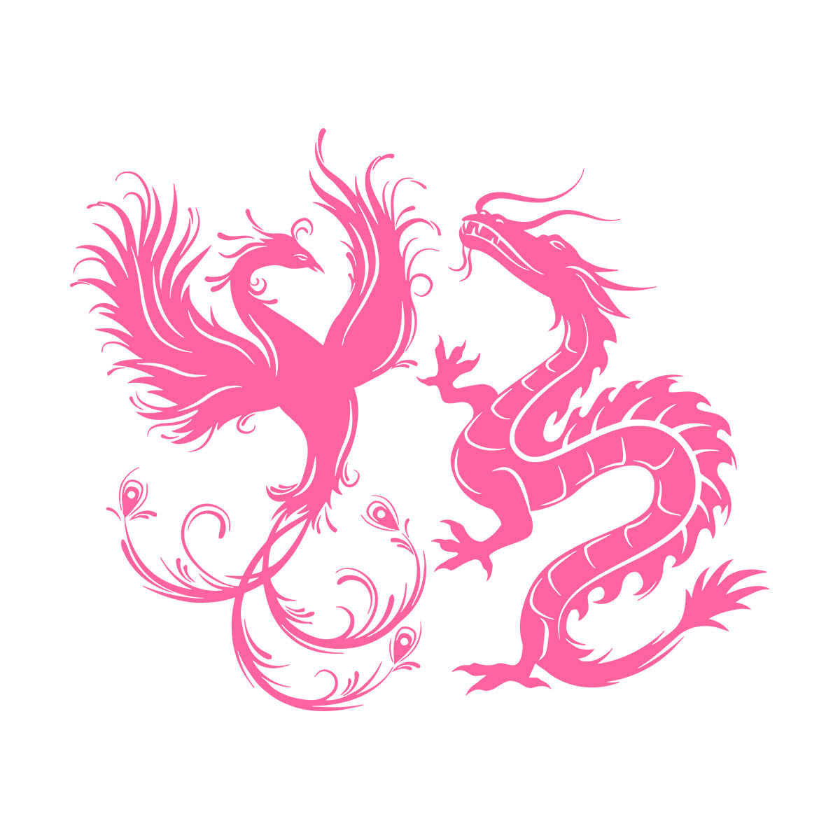 Wall Decals Dragon Phoenix Bird Fantasy Asian Style Multiple Size Options