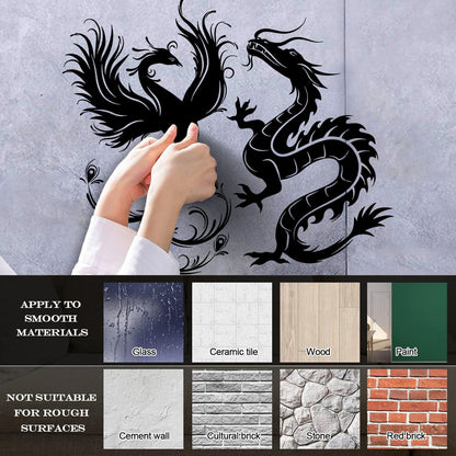 Wall Decals Dragon Phoenix Bird Fantasy Asian Style Multiple Size Options