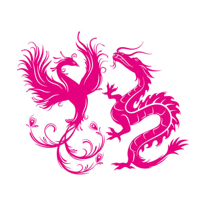 Wall Decals Dragon Phoenix Bird Fantasy Asian Style Multiple Size Options