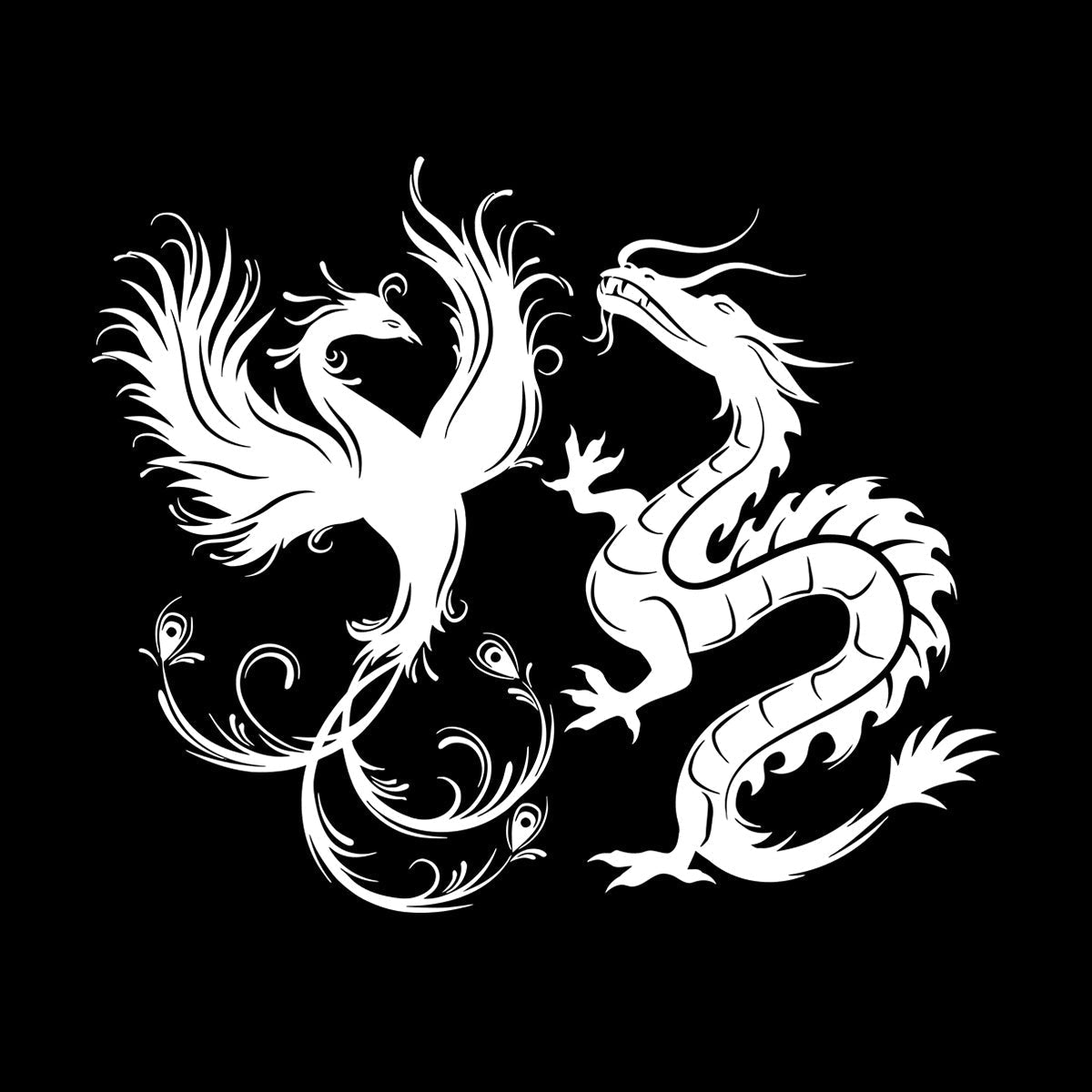 Wall Decals Dragon Phoenix Bird Fantasy Asian Style Multiple Size Options