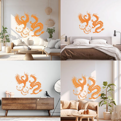 Wall Decals Dragon Phoenix Bird Fantasy Asian Style Multiple Size Options