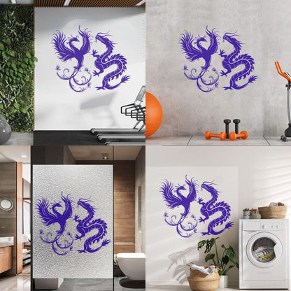 Wall Decals Dragon Phoenix Bird Fantasy Asian Style Multiple Size Options