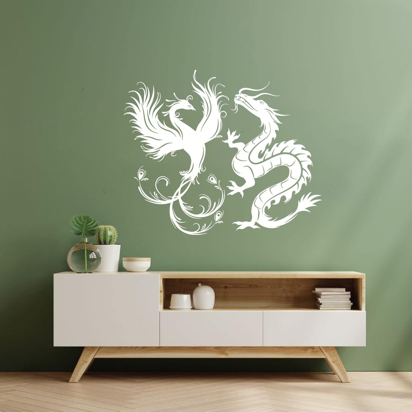 Wall Decals Dragon Phoenix Bird Fantasy Asian Style Multiple Size Options