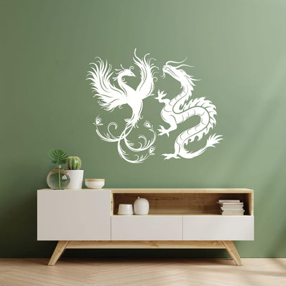 Wall Decals Dragon Phoenix Bird Fantasy Asian Style Multiple Size Options