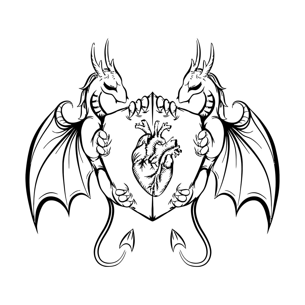 Engraving Decals Dragons Heart Shield Fantasy Myth Kids It Won'T Fall Off