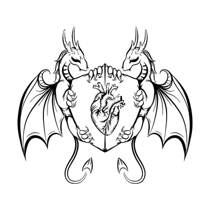 Engraving Decals Dragons Heart Shield Fantasy Myth Kids It Won'T Fall Off