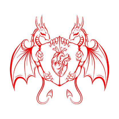 Engraving Decals Dragons Heart Shield Fantasy Myth Kids It Won'T Fall Off