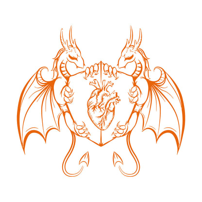 Engraving Decals Dragons Heart Shield Fantasy Myth Kids It Won'T Fall Off