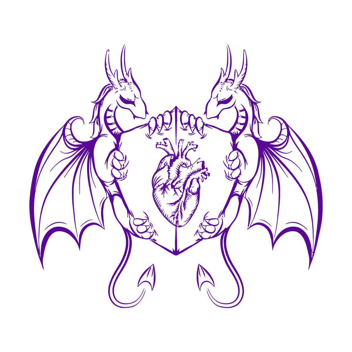 Engraving Decals Dragons Heart Shield Fantasy Myth Kids It Won'T Fall Off