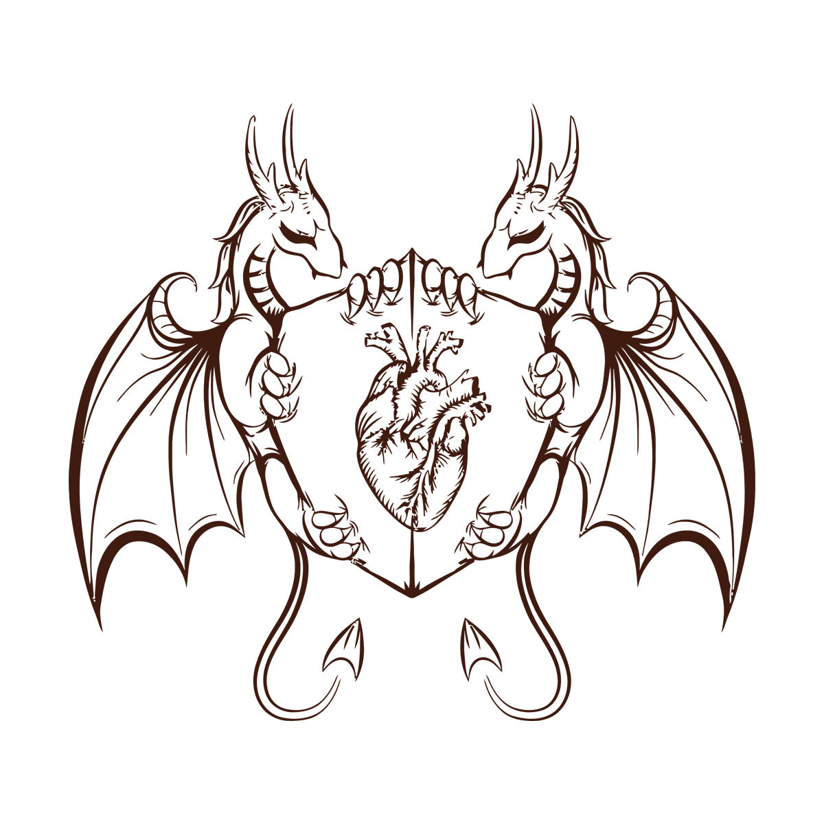 Engraving Decals Dragons Heart Shield Fantasy Myth Kids It Won'T Fall Off