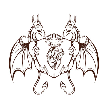 Engraving Decals Dragons Heart Shield Fantasy Myth Kids It Won'T Fall Off